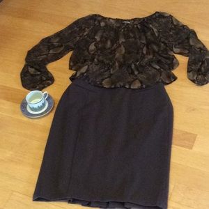 Grace Elements Brown pencil skirt with back pleats